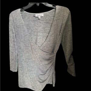 Jennifer Lopez Gray Wrap Top